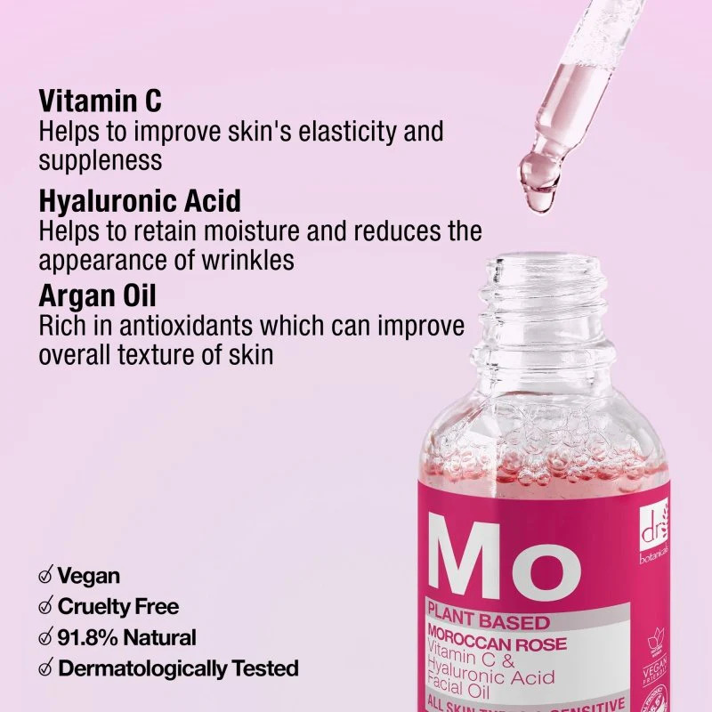 Moroccan Rose Facial Serum with Hyaluronic Acid & Vitamin C 30ml - Image 5