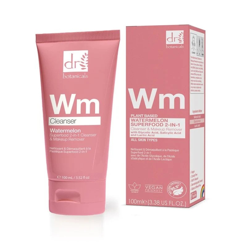 Watermelon Superfood 2-in-1 Cleanser & Makeup Remover 100ml with Glycolic Acid, Salicylic Acid and Lactic Acid 1%
