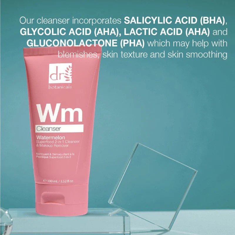 Watermelon Superfood 2-in-1 Cleanser & Makeup Remover 100ml with Glycolic Acid, Salicylic Acid and Lactic Acid 1% - Image 5